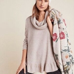 MAEVE Anthropologie • Addie Ruffled Hacci Cowl-neck Knit Pullover Size M